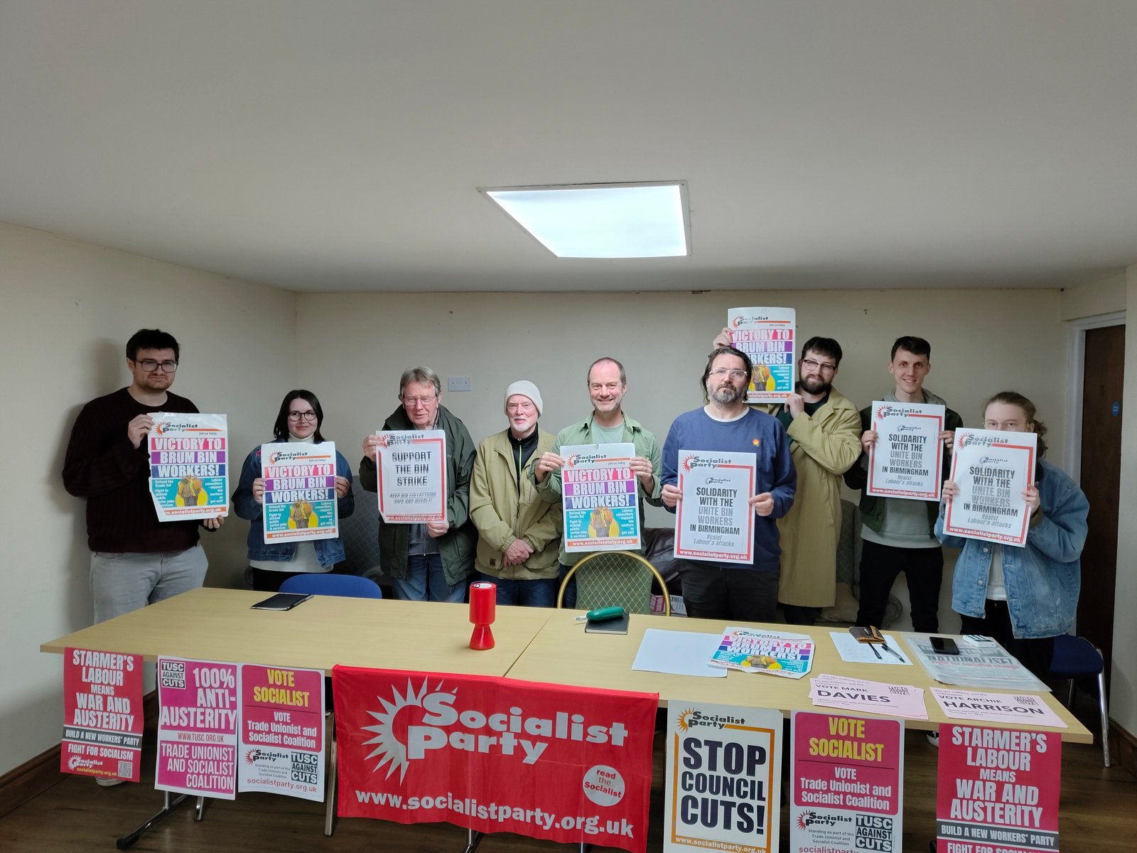 Three Worcestershire Socialist Party members holding TUSC election leaflets